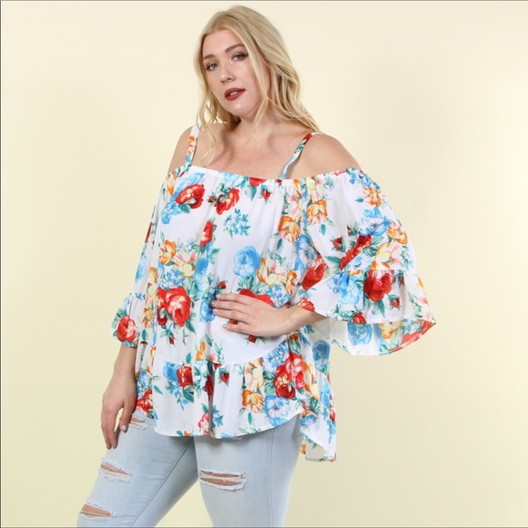 2 X HOST PICK -LAST 1 - Floral Cold Shoulder Top - Plus Size - Picture 4 of 6